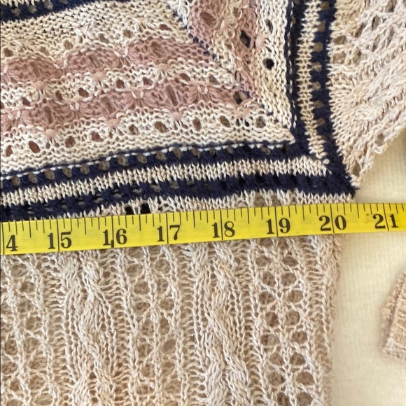 New Directions Cozy Blue and Cream Cardigan - Picture 11 of 13